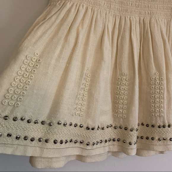 Isabel Marant Étoile Ecru Cotton Alea Embroidered Studded Mini Skirt, 44 - Picture 4 of 16